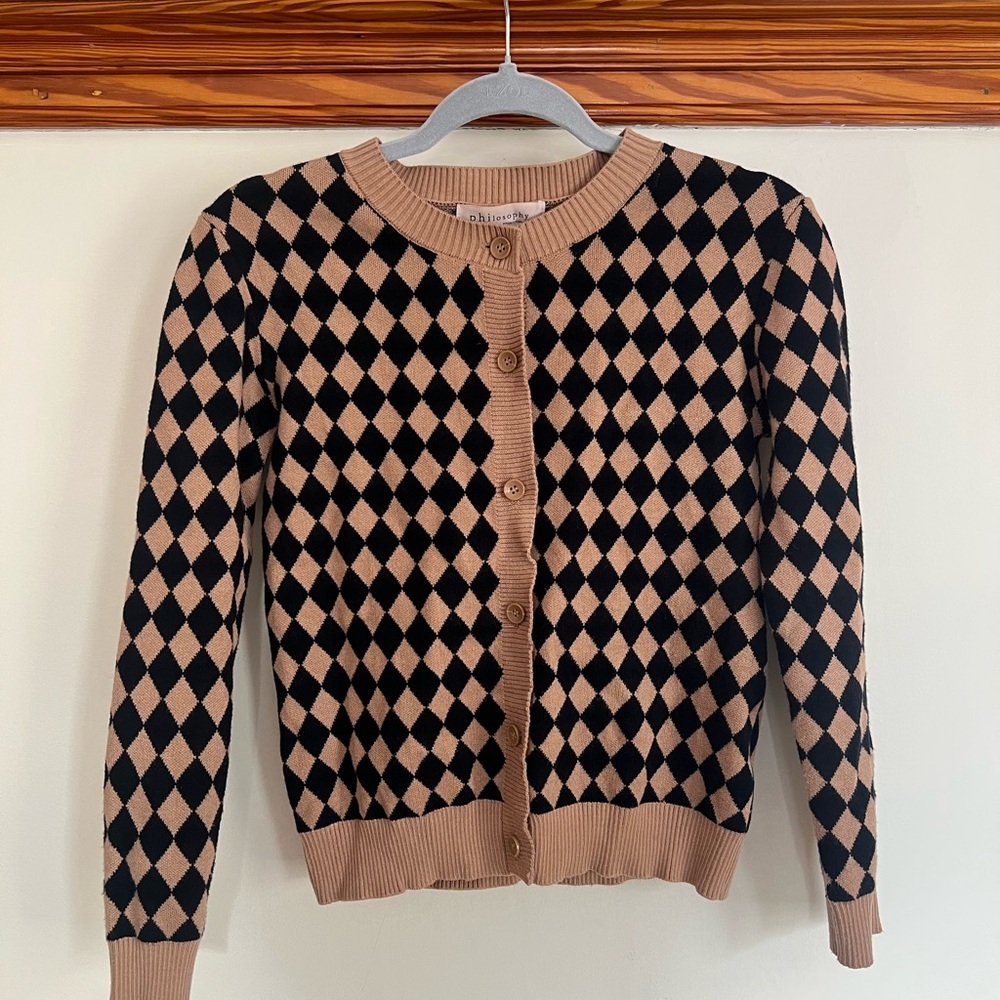 Philosophy Black and Tan Diamond Cardigan